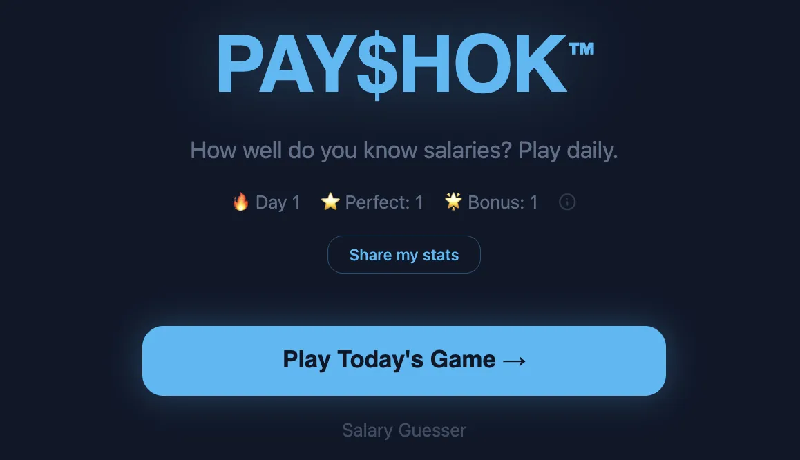 Payshok daily salary game screen